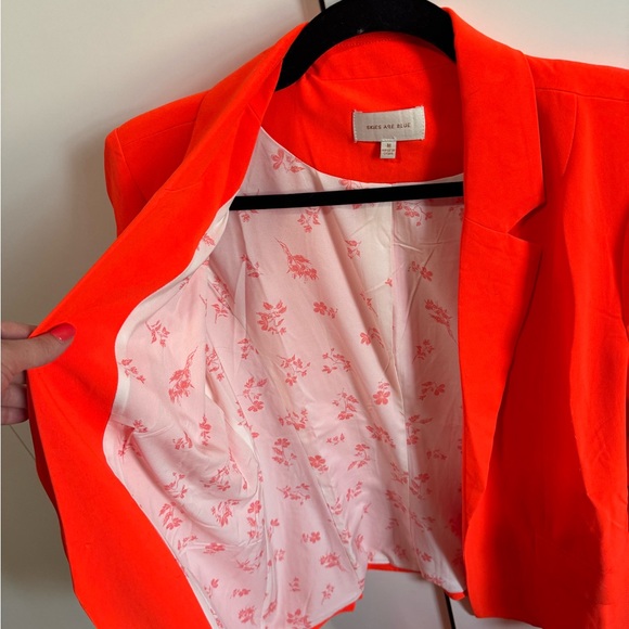 Vibrant Orange Blazer and Shorts Set - Picture 3 of 5